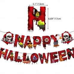 Halloween Decoration, Halloween Holiday Party Decoration Home Supplies Skull Bloody Balloon Cake Insert Flag Decoration Halloween Skeleton Decoration
