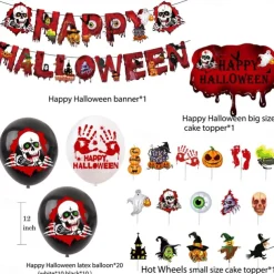 Halloween Decoration, Halloween Holiday Party Decoration Home Supplies Skull Bloody Balloon Cake Insert Flag Decoration Halloween Skeleton Decoration