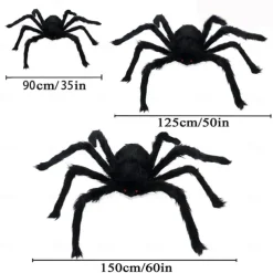 Halloween Decoration Spider, Outdoor Halloween Spider Decorations, Black Soft Hairy Scary Spider Realistic Large Spider Props for Home, Yard, Party Creepy Halloween Decor