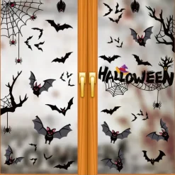 Halloween Decoration Spider Static Cling Window Sticker, Halloween Window Scene Setting Bat Cling