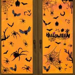 Halloween Decoration Spider Static Cling Window Sticker, Halloween Window Scene Setting Bat Cling