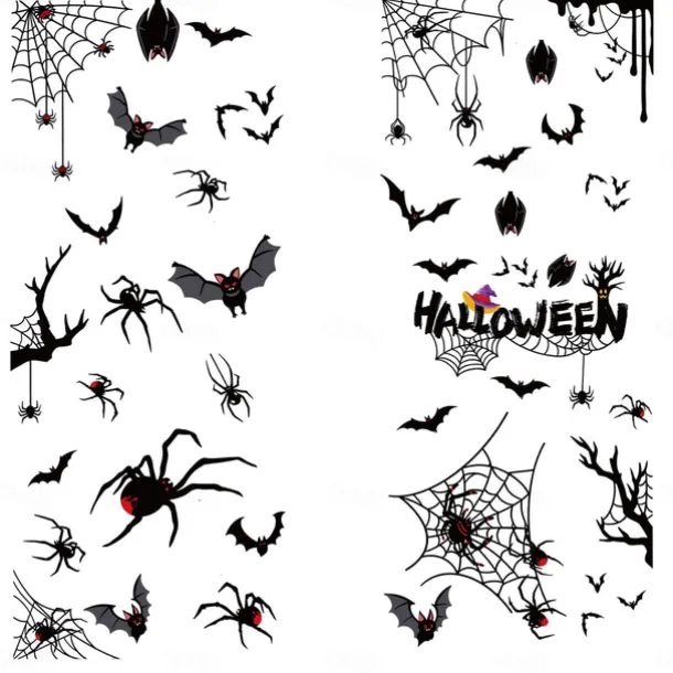 Halloween Decoration Spider Static Cling Window Sticker, Halloween Window Scene Setting Bat Cling