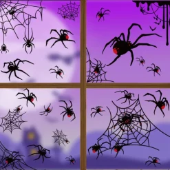 Halloween Decoration Spider Static Cling Window Sticker, Halloween Window Scene Setting Bat Cling