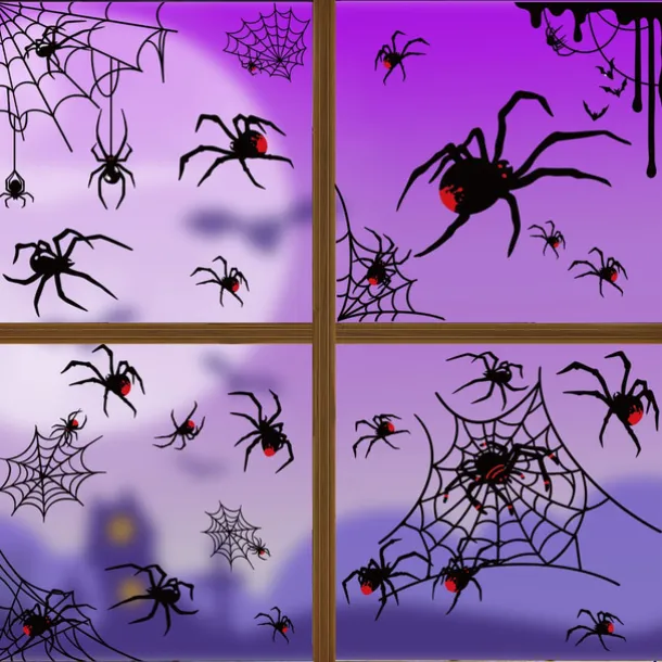 Halloween Decoration Spider Static Cling Window Sticker, Halloween Window Scene Setting Bat Cling