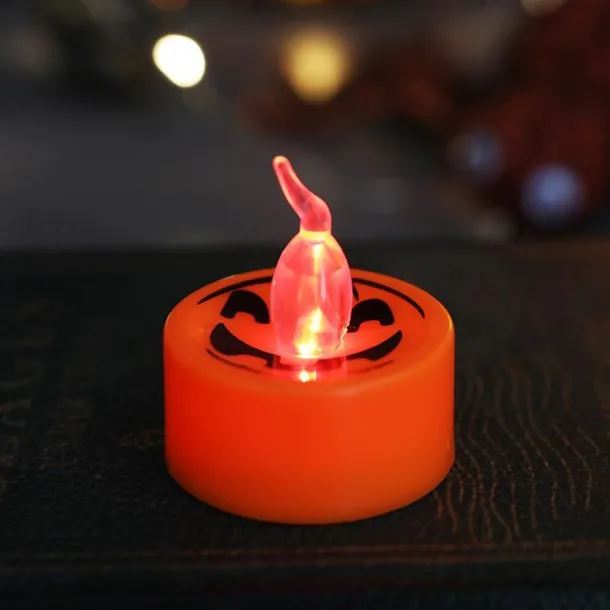 Halloween DecorationJack O Lantern Electronic Candle Light, Portable Candlestick Night Light, Ghost Festival Decoration, Props Atmosphere Layout, Suitable for Autumn Thanksgiving Table Decoration