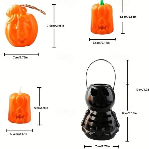 Halloween DecorationJack O Lantern Electronic Candle Light, Portable Candlestick Night Light, Ghost Festival Decoration, Props Atmosphere Layout, Suitable for Autumn Thanksgiving Table Decoration
