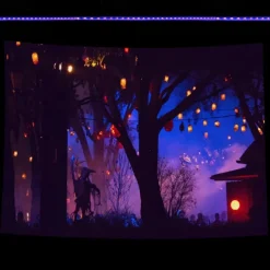 Halloween Decorations Backlight Tapestry Jack O Lantern UV Reactive Hanging Fluorescent Home Decoration Background Cloth Art Home Bedroom Living Room