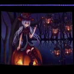 Halloween Decorations Backlight Tapestry Jack O Lantern UV Reactive Hanging Fluorescent Home Decoration Background Cloth Art Home Bedroom Living Room