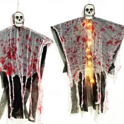 Halloween Decorations Blood-Stained Luminous Skull Hanging Ghost Outdoor Hanging Ghost Pendant Haunted House Secret Room Scene Layout