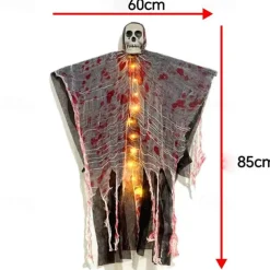 Halloween Decorations Blood-Stained Luminous Skull Hanging Ghost Outdoor Hanging Ghost Pendant Haunted House Secret Room Scene Layout
