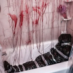 Halloween Decorations Dead Victim Props,Scary Fake Corpse with Pump,152cm Hanging Scary Fake Corpse in Bag Death Victim Halloween Outdoor Props Creepy Haunted House Halloween Decorations