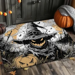 Halloween Decorations Doormat Pumpkin Scarecrow Kitchen Mat Floor Mat Non-Slip Area Rug Oil Proof Rug Indoor Outdoor Mat Bedroom Decor Bathroom Mat Entrance Rug