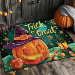 Halloween Decorations Doormat Evil Pumpkin Ghost Kitchen Mat Floor Mat Non-Slip Area Rug Oil Proof Rug Indoor Outdoor Mat Bedroom Decor Bathroom Mat Entrance Rug
