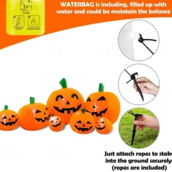 Halloween Decorations 10ft Long Inflatable Pumpkin Light, LED Blow Up Light Up Pumpkin Decor Indoor Outdoor Holiday Art Decor Decorations