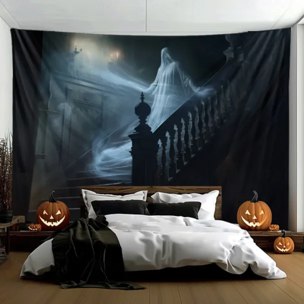 Halloween Decorations Ghost House Hanging Tapestry Wall Art Large Tapestry Mural Decor Photograph Backdrop Blanket Curtain Home Bedroom Living Room