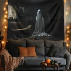 Halloween Decorations Ghost House Hanging Tapestry Wall Art Large Tapestry Mural Decor Photograph Backdrop Blanket Curtain Home Bedroom Living Room