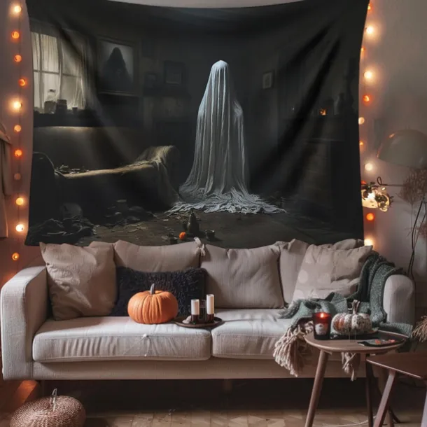 Halloween Decorations Ghost House Hanging Tapestry Wall Art Large Tapestry Mural Decor Photograph Backdrop Blanket Curtain Home Bedroom Living Room