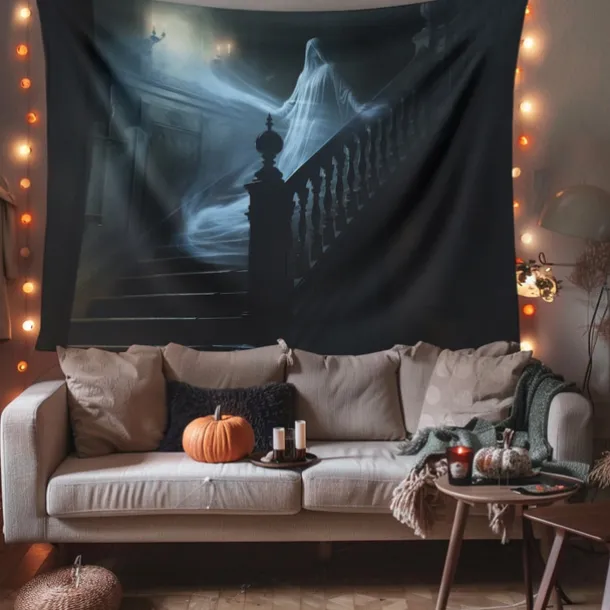 Halloween Decorations Ghost House Hanging Tapestry Wall Art Large Tapestry Mural Decor Photograph Backdrop Blanket Curtain Home Bedroom Living Room