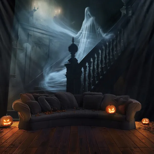Halloween Decorations Ghost House Hanging Tapestry Wall Art Large Tapestry Mural Decor Photograph Backdrop Blanket Curtain Home Bedroom Living Room