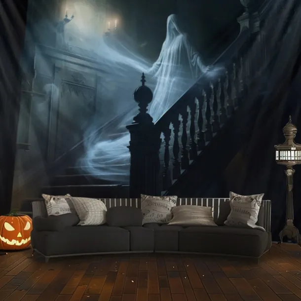 Halloween Decorations Ghost House Hanging Tapestry Wall Art Large Tapestry Mural Decor Photograph Backdrop Blanket Curtain Home Bedroom Living Room