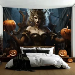 Halloween Decorations Girl Ghost Hanging Tapestry Wall Art Large Tapestry Mural Decor Photograph Backdrop Blanket Curtain Home Bedroom Living Room