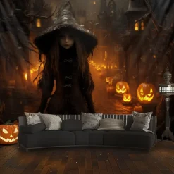 Halloween Decorations Girl Ghost Hanging Tapestry Wall Art Large Tapestry Mural Decor Photograph Backdrop Blanket Curtain Home Bedroom Living Room