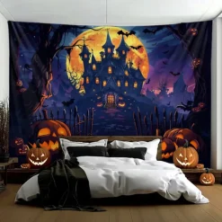 Halloween Decorations Graveyard Hanging Tapestry Wall Art Large Tapestry Mural Decor Photograph Backdrop Blanket Curtain Home Bedroom Living Room