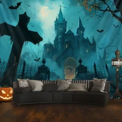 Halloween Decorations Graveyard Hanging Tapestry Wall Art Large Tapestry Mural Decor Photograph Backdrop Blanket Curtain Home Bedroom Living Room