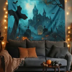 Halloween Decorations Graveyard Hanging Tapestry Wall Art Large Tapestry Mural Decor Photograph Backdrop Blanket Curtain Home Bedroom Living Room