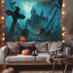 Halloween Decorations Graveyard Hanging Tapestry Wall Art Large Tapestry Mural Decor Photograph Backdrop Blanket Curtain Home Bedroom Living Room