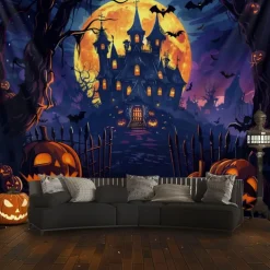 Halloween Decorations Graveyard Hanging Tapestry Wall Art Large Tapestry Mural Decor Photograph Backdrop Blanket Curtain Home Bedroom Living Room