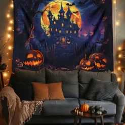 Halloween Decorations Graveyard Hanging Tapestry Wall Art Large Tapestry Mural Decor Photograph Backdrop Blanket Curtain Home Bedroom Living Room