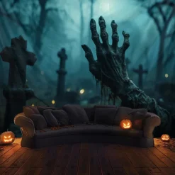 Halloween Decorations Graveyard Hanging Tapestry Wall Art Large Tapestry Mural Decor Photograph Backdrop Blanket Curtain Home Bedroom Living Room Zombie Ghost