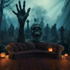 Halloween Decorations Graveyard Hanging Tapestry Wall Art Large Tapestry Mural Decor Photograph Backdrop Blanket Curtain Home Bedroom Living Room Zombie Ghost