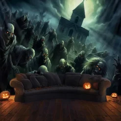 Halloween Decorations Graveyard Hanging Tapestry Wall Art Large Tapestry Mural Decor Photograph Backdrop Blanket Curtain Home Bedroom Living Room Zombie Ghost
