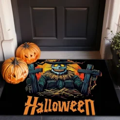 Halloween Decorations Graveyard Scarecrow Doormat Kitchen Mat Floor Mat Non-Slip Area Rug Oil Proof Rug Indoor Outdoor Mat Bedroom Decor Bathroom Mat Entrance Rug