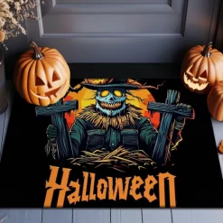 Halloween Decorations Graveyard Scarecrow Doormat Kitchen Mat Floor Mat Non-Slip Area Rug Oil Proof Rug Indoor Outdoor Mat Bedroom Decor Bathroom Mat Entrance Rug