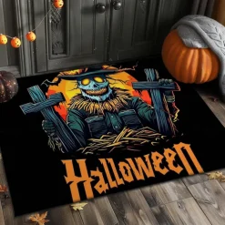 Halloween Decorations Graveyard Scarecrow Doormat Kitchen Mat Floor Mat Non-Slip Area Rug Oil Proof Rug Indoor Outdoor Mat Bedroom Decor Bathroom Mat Entrance Rug