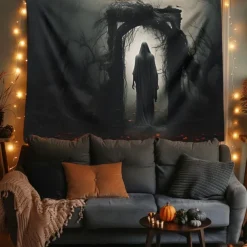 Halloween Decorations Graveyard Ghost Hanging Tapestry Wall Art Large Tapestry Mural Decor Photograph Backdrop Blanket Curtain Home Bedroom Living Room