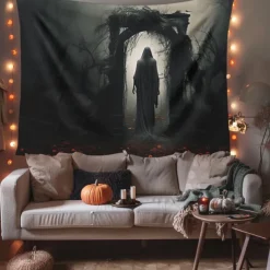 Halloween Decorations Graveyard Ghost Hanging Tapestry Wall Art Large Tapestry Mural Decor Photograph Backdrop Blanket Curtain Home Bedroom Living Room