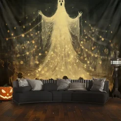 Halloween Decorations Hanging Tapestry Witches Castle Wall Art Large Tapestry Mural Decor Photograph Backdrop Blanket Curtain Home Bedroom Living Room Decoration