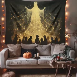 Halloween Decorations Hanging Tapestry Witches Castle Wall Art Large Tapestry Mural Decor Photograph Backdrop Blanket Curtain Home Bedroom Living Room Decoration
