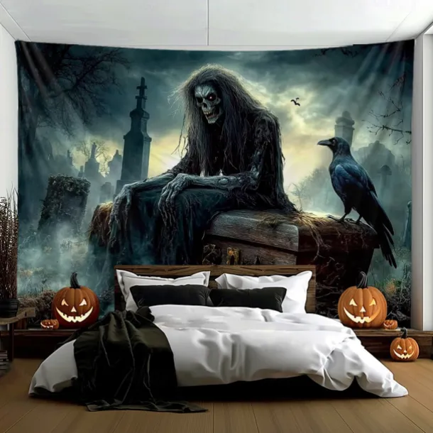 Halloween Decorations Hanging Tapestry Witches Castle Wall Art Large Tapestry Mural Decor Photograph Backdrop Blanket Curtain Home Bedroom Living Room Decoration