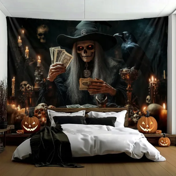 Halloween Decorations Hanging Tapestry Witches Castle Wall Art Large Tapestry Mural Decor Photograph Backdrop Blanket Curtain Home Bedroom Living Room Decoration