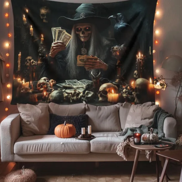 Halloween Decorations Hanging Tapestry Witches Castle Wall Art Large Tapestry Mural Decor Photograph Backdrop Blanket Curtain Home Bedroom Living Room Decoration