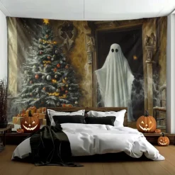Halloween Decorations Hanging Tapestry Witches Castle Wall Art Large Tapestry Mural Decor Photograph Backdrop Blanket Curtain Home Bedroom Living Room Decoration