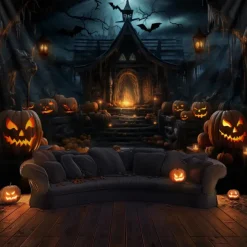 Halloween Decorations Hanging Tapestry Evil Pumpkins Jack O Lantern Wall Art Large Tapestry Mural Decor Photograph Backdrop Blanket Curtain Home Bedroom Living Room