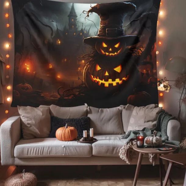Halloween Decorations Hanging Tapestry Evil Pumpkins Jack O Lantern Wall Art Large Tapestry Mural Decor Photograph Backdrop Blanket Curtain Home Bedroom Living Room
