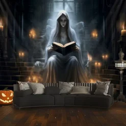 Halloween Decorations Hanging Tapestry Ghost Bride Reading Wall Art Large Tapestry Mural Decor Photograph Backdrop Blanket Curtain Home Bedroom Living Room