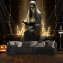 Halloween Decorations Hanging Tapestry Ghost Bride Reading Wall Art Large Tapestry Mural Decor Photograph Backdrop Blanket Curtain Home Bedroom Living Room